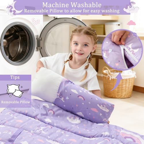 Image of Toddler Nap Mat for Preschool 50''x30'' Sleeping Mat with Removable Pillow and Minky Blanket for Kids Ages 3-7 Roll Up Soft Sleeping Bag for Boys Girls Kindergarten Daycare Sleepover
