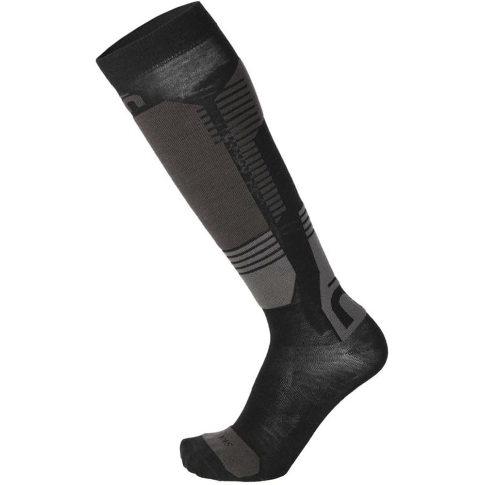 MICO CA00112 Unisex Ski Light Weight Superthermo Natural Merino Sock, black / light grey, 44-46