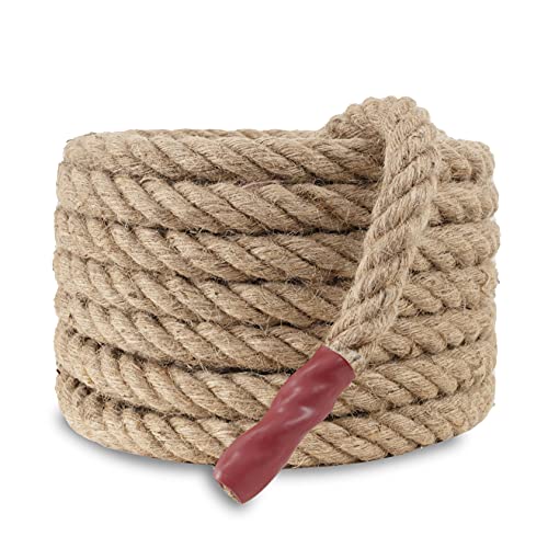 EMEKIAN Cuerda de manila de yute natural, cuerda de cáñamo de fibra trenzada de 4 hebras para deportes, decoración, juguetes para mascotas, manualidades, tira y afloja, fitness, uso en interiores y