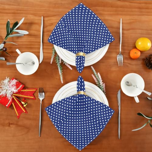 Servilleta de Tela Blanca con Lunares Azules 50.5x50.5 cm Pack 6 miniatura 4