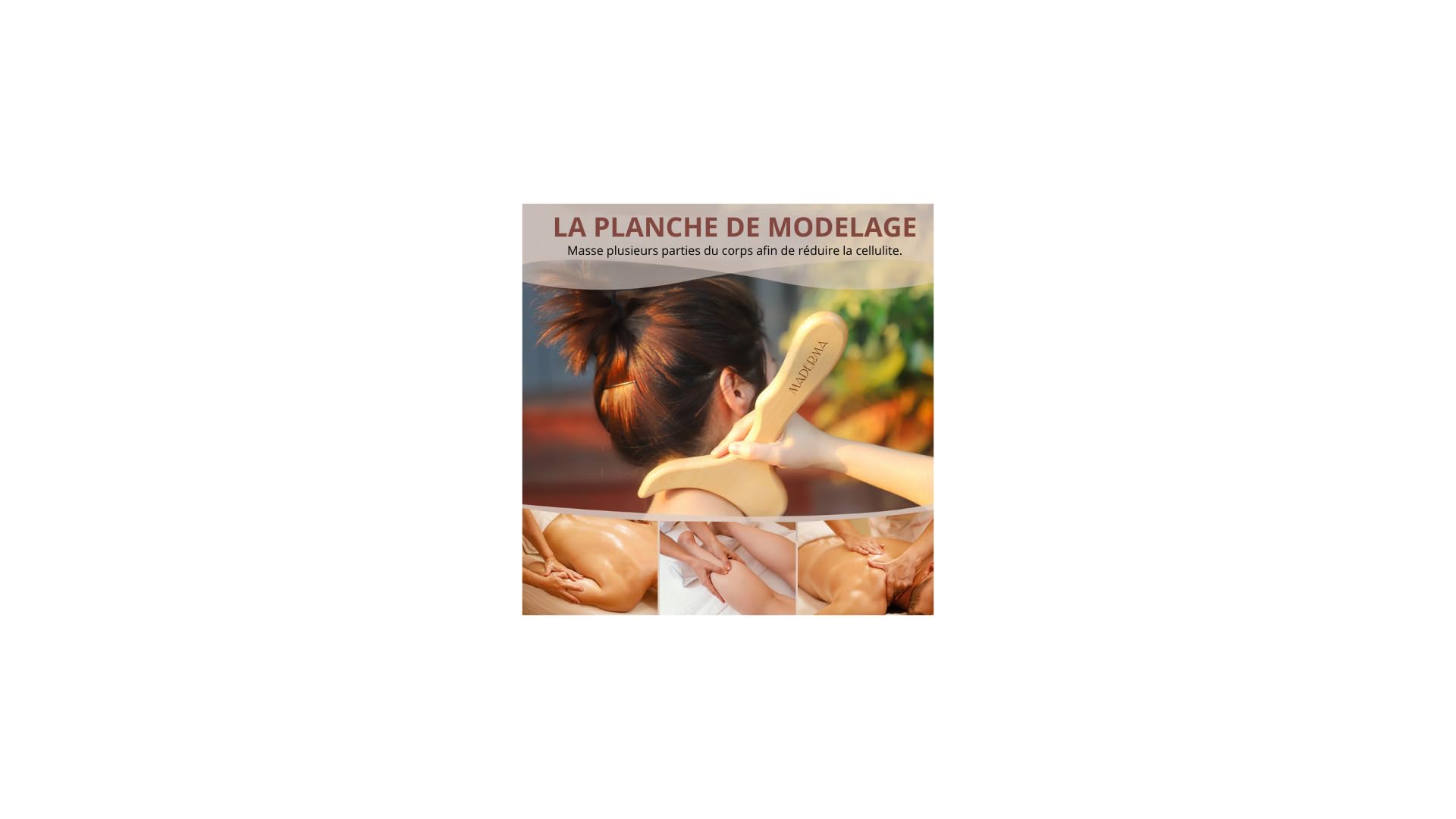 Kit complet de Maderothérapie 6 pièces en bois 100% naturel - Gua sha massage - masseur anti cellulite - dreinage lymphatique - rouleau de massage, venteuse cellulite, massage dos
