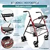 OrtoPrime Andador para Ancianos ROLLATOR de 4 Ruedas Plegable con Frenos de Maneta - Andadores adultos andador Ortopedia Rollator 4 Ruedas Caminadores para Mayores - Andador con ASIENTO y CESTA #5
