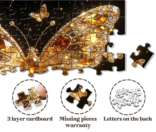 Puzzle PPuzzling de Mariposas para Adultos 1000 Piezas, Alas Doradas Brillantes miniatura 5