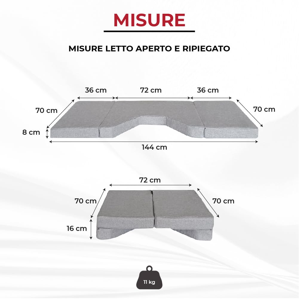 kfoam.es Materasso pieghevole per letto anteriore per Mercedes Classe V, colore grigio (+2014)