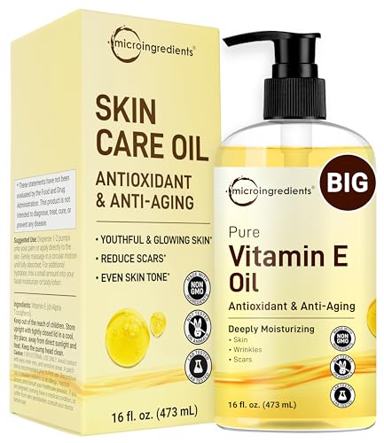 Micro Ingredients Bulk Size Vitamin E Oil 40 000 IU 16oz Deep Moisturizing Skin Face & Hair Oil for Dry Skin Scars & Stretch Marks* Fragrance-Free Non-GMO Cruelty-Free