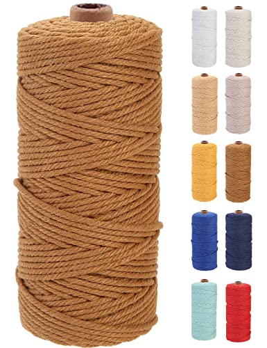 GOHOF Macrame Cord 3mm x 100m Premium Cotton Macrame Rope, 4 Strand Twisted Soft Cotton Cord