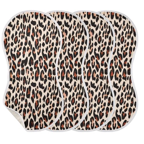 Leopard Print Plant Burp Cloths Cotton Baby Washcloths,Large 22x11in Burping Cloth Absorbent and Soft for Newborn Baby Boys and Girls,4 Pack3