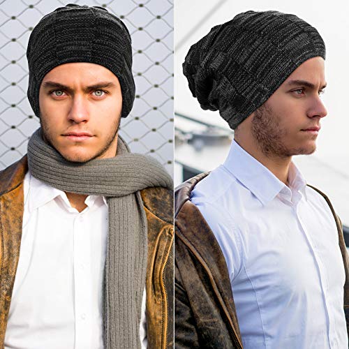 Gorro de invierno para hombre Geyoga de punto holgado y forro polar lote de 4 piezas 4