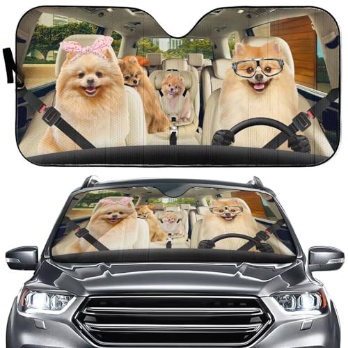 Windshield Sun Shade Personalized Car Sun Shade for Car UV Ray Sun Visor Protector Dog Driving 57x27.5 Inches Automotive Cover Block