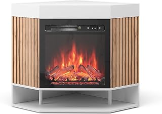 Vicco Elektrokamin Lynea, Weiß, 100 cm mit realistischem Flammeneffekt und Heizung 1800W, wandmontierbar mit Fernbedienung und Einstellbarer Temperatur