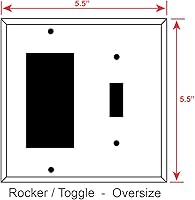 Vista 3 de Placa de pared de metal combinada de 2 cuadrillas de gran tamaño – (1) decorador/GFCI/Rocker con (1) cubierta de placa de interruptor de luz