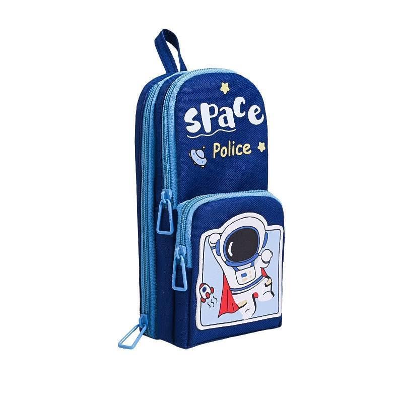 Image of Royals hub Canvas Space Astronaut Pencil Case 6 Layer with 3 Compartment Cute Aesthetic Pencil Case for Boys & Girls Large Capacity Pencil Pouch for School Kids Cute Stationary Gift, Blue