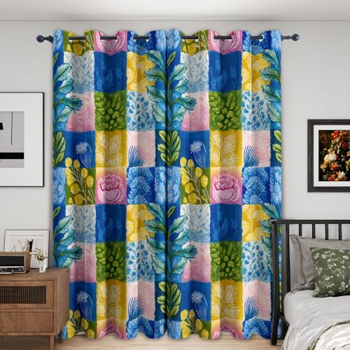 Rideaux Occultants Thermique Imprimé Patchwork Bohème Rétro 140x280cm