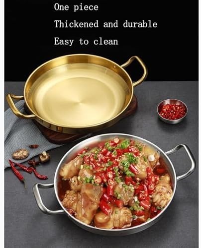 Stainless Steel Paella Pan & Seafood Rice Pot, 30CM Cookware for Home & Restaurant, Durable Let Pan for Family Cooking, Versatile Non-Stick Saucepan, Easy Clean.