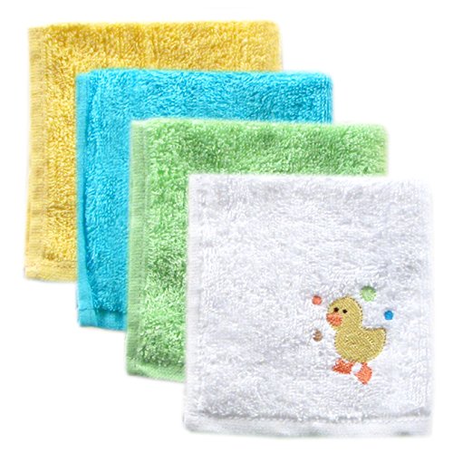 Image of Luvable Friends Unisex Baby Super Soft Cotton Washcloths, Yellow Duck, One Size