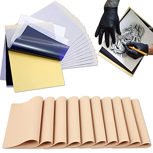 Rayyl Fake Skin and Tattoo Transfer Papers Kit - 10pcs Tattoo Skin Practice and 20pcs Stencil Papers for Beginners