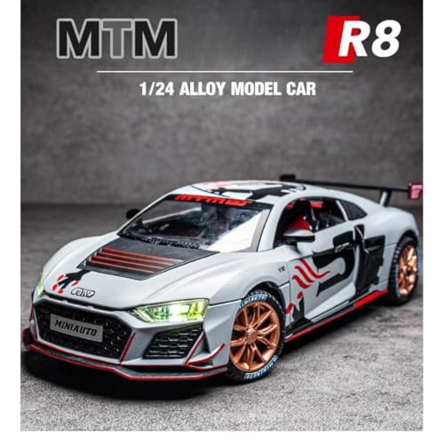 Image of Aodi R8 MTM 1:24 Model Car with Box, Zinc Alloy Pull Back Toy car with Sound and Light for Kids Boy Girl Gift [Colors as Per Stock] (Audi R8 MTM)