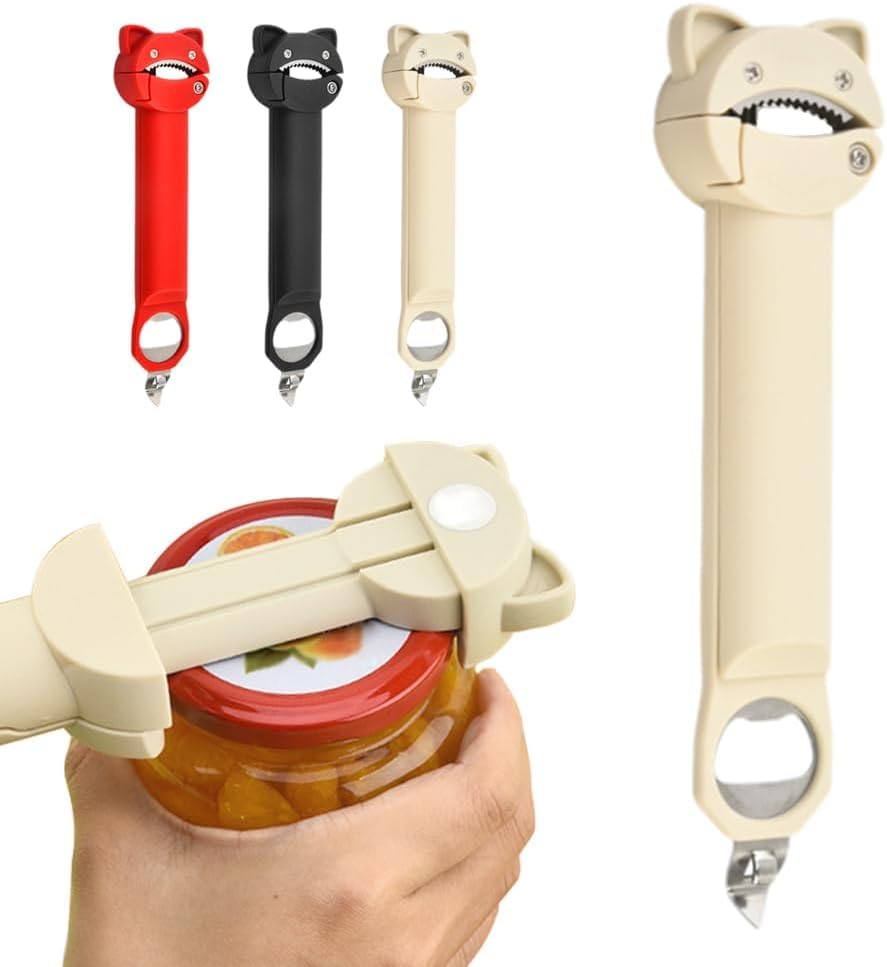 Abrelatas magnético multifuncional, abrebotellas retráctil, ajustable de acero inoxidable, abrebotellas de acero inoxidable, tapas de acero inoxidable, abridor de tarros para personas mayores con