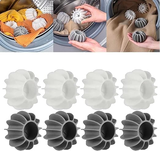 ADAKASI 10pcs Laundry Baall for Washing Machine Reusable Scrubbing Baall Cleaning and Care Baall to Prevent Wrinkling and Tangling of Clothes Silicone Dryer Baall Washer Baall (Gray) 2
