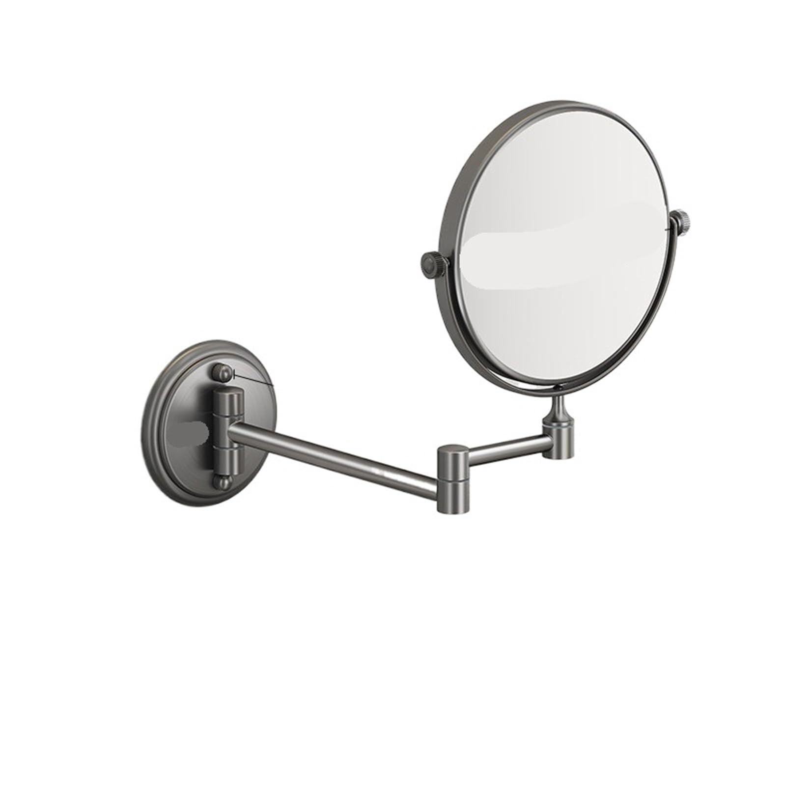 KTMBOHU Retractable Folding Makeup Mirror Wall Hanging Bathroom Self-adhesive Wall Beauty Mirror Without Punching(A2-8寸枪灰水镀丨304不锈钢丨加大圆底3倍放大丨双折叠)