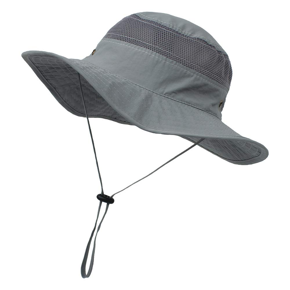 Sommerhut für Kinder, Kinder, Mädchen, Floppy, breite Krempe, großer Filzhut, Outdoor-Strandhut, Sonnenhut (grau, M)