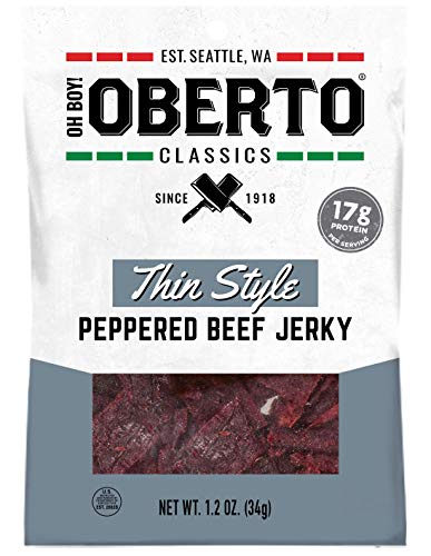 Oh Boy! Oberto Classics Thin Style Peppered Beef Jerky, 1.2 Ounce (Pack of 8) - Thumbnail 2
