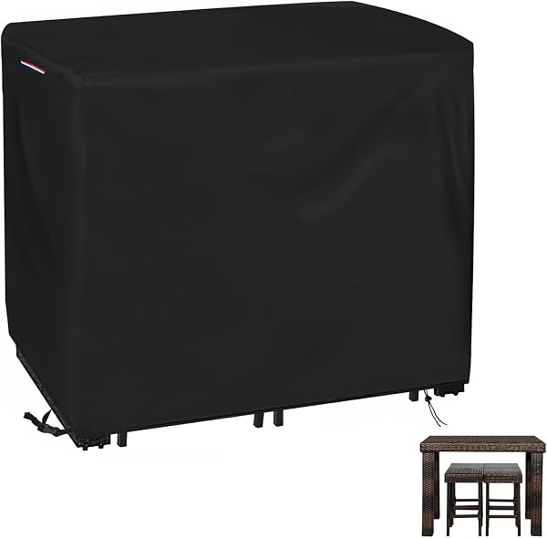 Loenel Outdoor Bar Height Table and Chair Cover, Heavy Duty Waterproof Patio Cover for Rectangular Dining Furniture Set