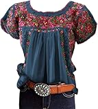 Kombinierbar: Mexikanische Hemden für Damen sind unglaublich vielseitig und können mit verschiedenen Hosen und Accessoires kombiniert werden. Sie können mexikanische Outfits für Frauen mit Sandalen, Absätzen, Turnschuhen, Jeans, Röcken, Shorts, Hosen, Halsketten, Armbändern kombinieren. Es wird ein stilvoller Artikel in Ihrem Kleiderschrank sein.