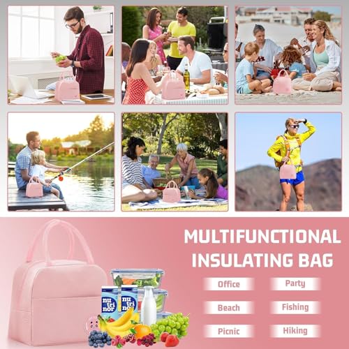 Image of Milton Lunch Bag for Office Men & Women | Insulated Thermal Lunch Tote | Portable Waterproof Tiffin Bag for Work, School, College, Travel & Picnic - Pink