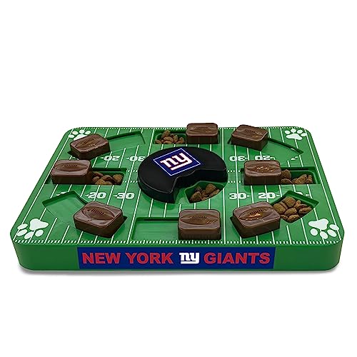 Image of Pets First NFL New York Giants Puzzle Toy for Dogs, Slow Feeder Board for Pets, Interactive Doggie Treat Toy