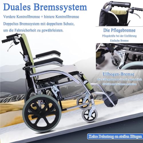 Silla de ruedas ligera plegable con frenos dobles y respaldo plegable, ideal para uso doméstico y de tránsito