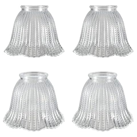 Aspen Creative 23164-4 Transitional Clear Beaded Ceiling Fan Replacement Glass Shade, 2-1/4" Fitter, 4-3/4" Diameter x 3-3/4" Height, 4 Pack Cover