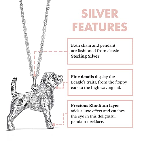 Scamper & Co Beagle Pendant Necklace For Women And Girls - Rhodium Plated Sterling Silver Necklace With Beagle Pendant And 18 Inch Chain #TOP2