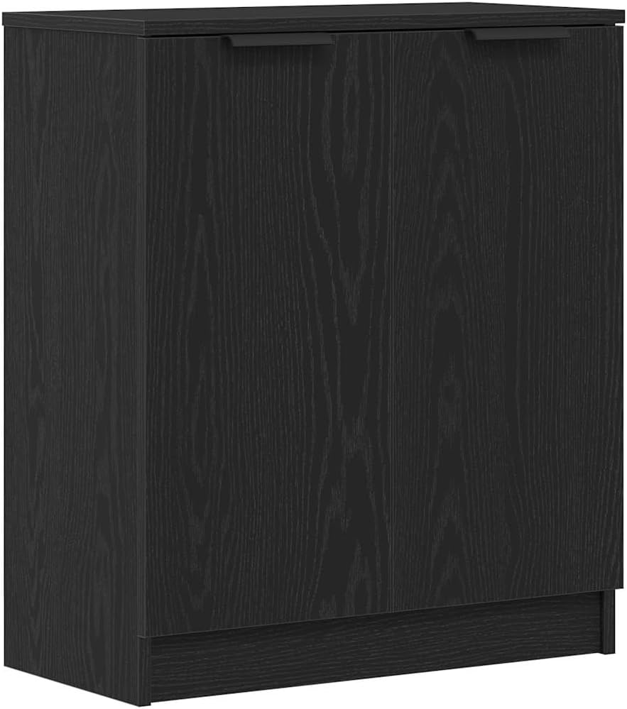 本物 vidaXL モダンブラックオークサイドボード収納ユニット 2ドアと棚