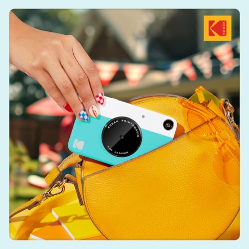 Image of KODAK Printomatic Full-Color Instant Print Digital Camera, Zink 2x3 inch (5.1x7.5 cm) Sticky-Back Photo Paper, 5MP, Portable, Creative Fun Gift for Birthday, Christmas, Holiday, Blue