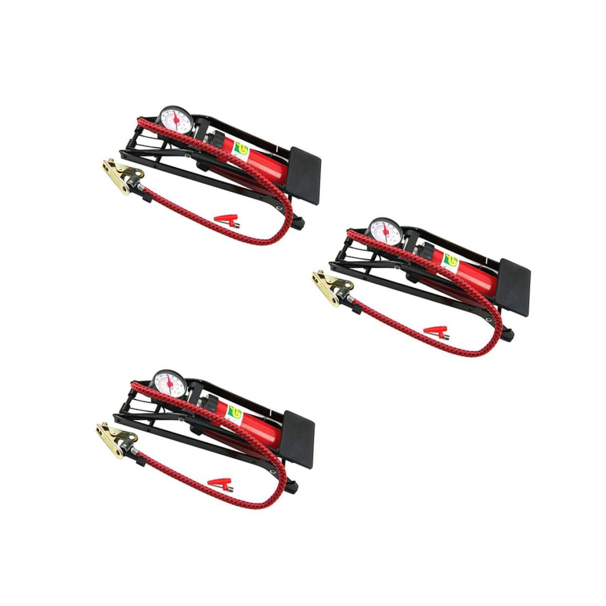 Mikikit 3pcs Electric Bike Pump Pump High-Pressure Floor Pressure Gauge Multi-Functional Valve Inflator for Car Bike Motorcycle