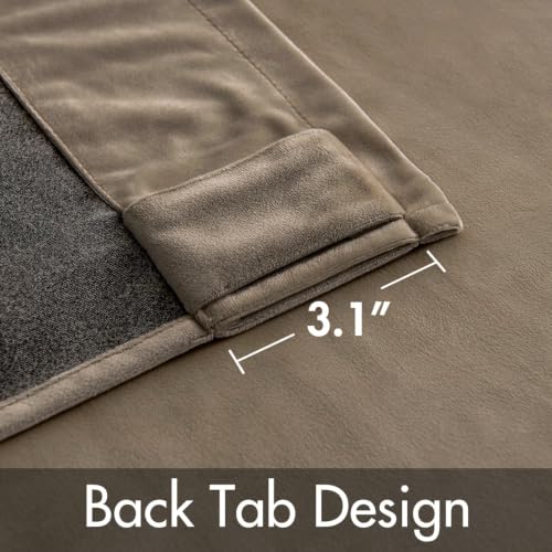 Image of MIULEE Velvet Curtains 52x90 inches 2 Panels Light Taupe Blackout Curtains | Luxury, Bedroom Living Room, Thermal Insulated, Super Soft Window Drapes, Rod Pocket & Back Tab