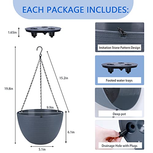 2 Pack Self Watering Hanging Planters 9.9 Inch Hanging Pots For Indoor Outdoor Plants Hanging Baskets Hanging Plant Holder Plant Hanger For Flower Garden Porch Ceiling (Dark Gray) #TOP1