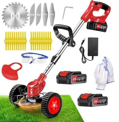 Cordless Weed Wacker, Electric Grass Trimmer 21V 2.0Ah Battery Powered Weed...