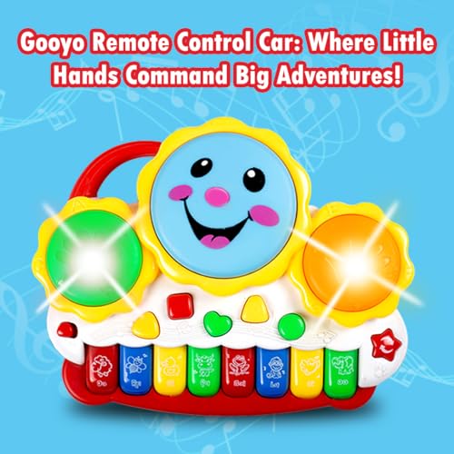 Image of Gooyo GY-88034 Musical Drum & Electronic Piano Keyboard Toy with Animals Sounds Flashings Lights & Music | Piano Keyboard Toy for Kids | Red | 3xAA Battery (Not Included) | Gift Box Packaging