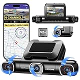 AZDOME 4 Channel Dash Cam, 2K Front + 3×1080P Rear Cameras, 360° Coverage System with Built-in 128GB eMMC, 5GHz WiFi, GPS, Voice Control, Night Vision, G-Sensor, 24H Parking Mode, Fatigue Alert(M660) - Image 1