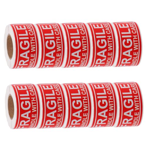 Angoily 10 Rolls Fragile Stickers for Shipping Adhesive Warning Labels for Ceramics Handle with Care Easy Application High Visibility for Safe Transit