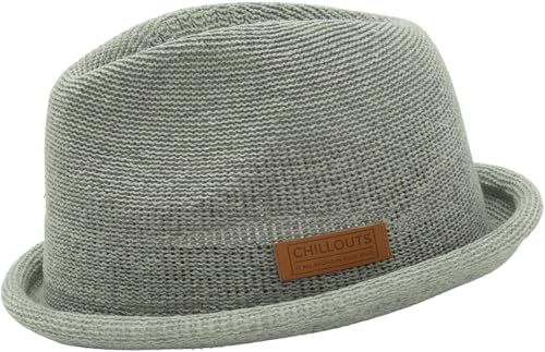 CHILLOUTS Tocoa Hat - Pork Pie Hut Herren/Damen 100% Polyester Unisex Sommer Trendhut Crushable Adjustable grau L-XL