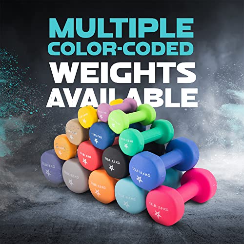 Image of Yes4All Neoprene Coated Dumbbell Hand Weight Sets of 2 - Multiple Weight Options with 15 Colors, Anti-roll, Anti-Slip, Hexagon Shape