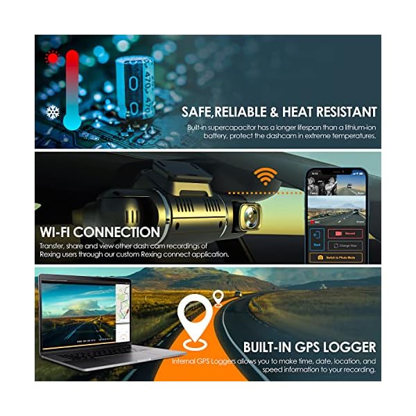 REXING V2 PRO AI Dash CAM, 3 Channel Front Cabin Rear 1080p Recording,2.7” LCD,WiFi,Mobile App,GPS,Night Vision,Artificial Intelligence Dash Camera ADAS, Collision, Pedestrian,Lane Departure Warning - Image 7