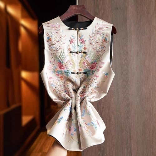 Haut sans manches brodé vintage style chinois chic pour soirée chic