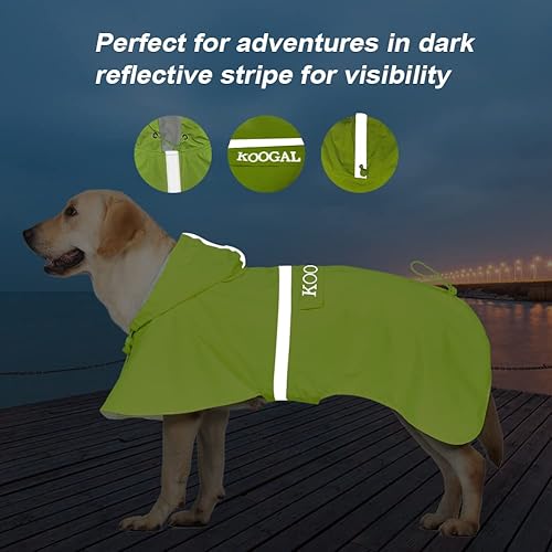 Miniatura 5 de KOOGAL Impermeable para perros grandes para mascotas, poncho impermeable para perros medianos y grandes, chaqueta de ropa (4XL, verde)