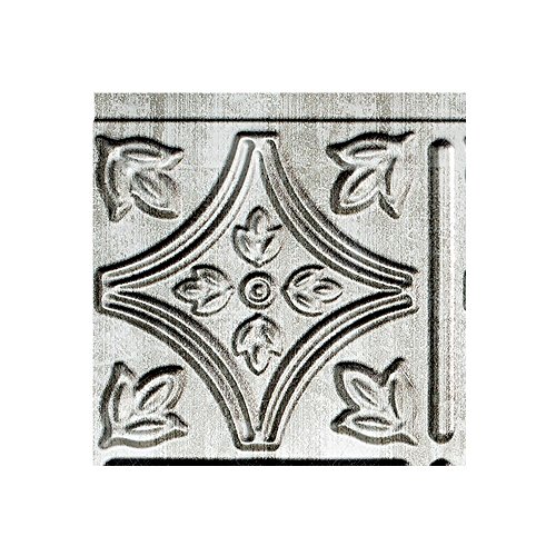 Fasäde Traditional Style/Pattern 1 Decorative Vinyl Backsplash Panel In Crosshatch Silver (6X6 Inch Sample) #TOP27