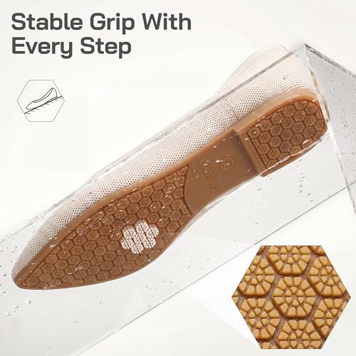 Image of Women Flats Non Slip Work Shoes Slip-On Pointed Toe Ballet Knit Softable Casual Business Flats Comfortable Dressy for Women