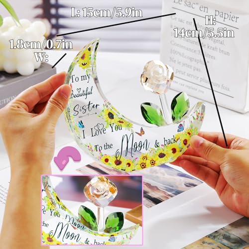 Cadeau en verre pour sœur : plaque lune décorative pour marquer un diplôme - 3